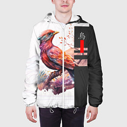 Куртка с капюшоном мужская Птичка на ветке, цвет: 3D-белый — фото 2