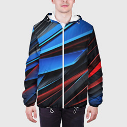 Куртка с капюшоном мужская Объемные элементы абстракция, цвет: 3D-белый — фото 2