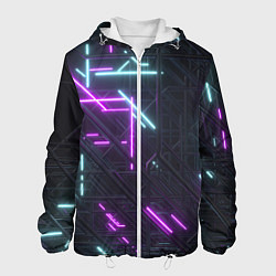Куртка с капюшоном мужская Неоновые полосы, цвет: 3D-белый