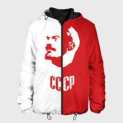 Куртка с капюшоном мужская Красно белый Ленин, цвет: 3D-черный