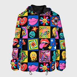 Куртка с капюшоном мужская Funny cartoon characters, цвет: 3D-черный
