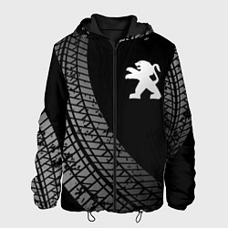 Куртка с капюшоном мужская Peugeot tire tracks, цвет: 3D-черный