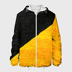Куртка с капюшоном мужская Черно-желтые масляные краски, цвет: 3D-белый