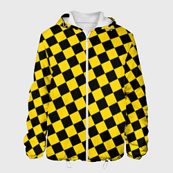 Куртка с капюшоном мужская Черно-желтая мелкая клетка, цвет: 3D-белый