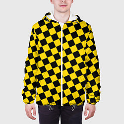 Куртка с капюшоном мужская Черно-желтая мелкая клетка, цвет: 3D-белый — фото 2