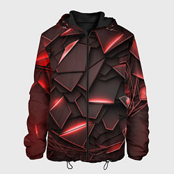 Куртка с капюшоном мужская Красные элементы с неоновым свечением, цвет: 3D-черный
