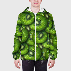 Куртка с капюшоном мужская Сочная текстура из киви, цвет: 3D-белый — фото 2