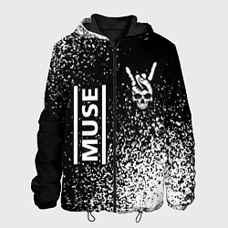 Куртка с капюшоном мужская Muse и рок символ на темном фоне, цвет: 3D-черный