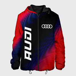 Куртка с капюшоном мужская Audi красный карбон, цвет: 3D-черный