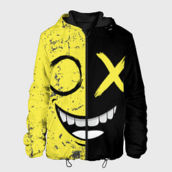 Куртка с капюшоном мужская Смайлик с улыбкой, цвет: 3D-черный