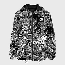 Куртка с капюшоном мужская Татуировки самурая, цвет: 3D-черный