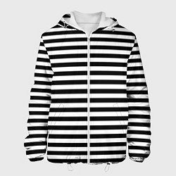 Куртка с капюшоном мужская Тельняшка черная Подводного флота ВМФ, цвет: 3D-белый