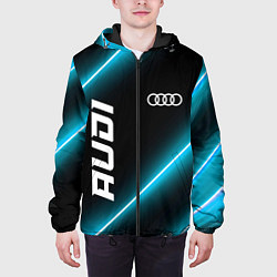 Куртка с капюшоном мужская Audi неоновые лампы, цвет: 3D-черный — фото 2