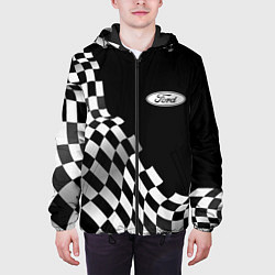 Куртка с капюшоном мужская Ford racing flag, цвет: 3D-черный — фото 2