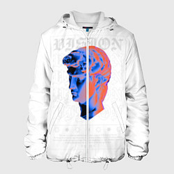 Куртка с капюшоном мужская Синт Вейв Ретро Неон Стиль, цвет: 3D-белый