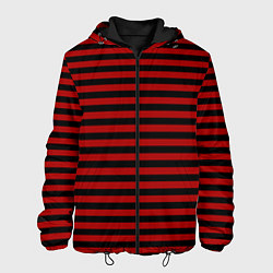 Куртка с капюшоном мужская Темно-красные полосы, цвет: 3D-черный
