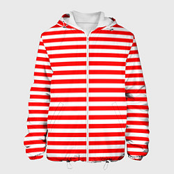 Куртка с капюшоном мужская Ярко красные полосы, цвет: 3D-белый