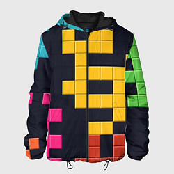 Куртка с капюшоном мужская Узор Тетрис абстракции, цвет: 3D-черный