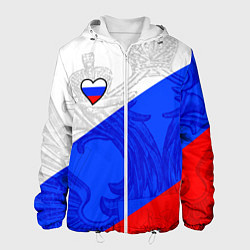 Куртка с капюшоном мужская Сердечко - Россия, цвет: 3D-белый