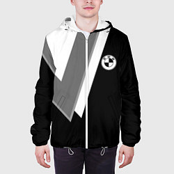 Куртка с капюшоном мужская Бмв - классический черный, цвет: 3D-белый — фото 2