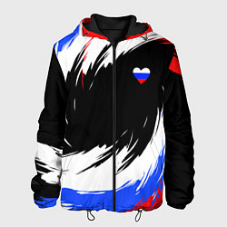 Куртка с капюшоном мужская Сердечко Россия - мазки кисти, цвет: 3D-черный