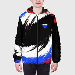 Куртка с капюшоном мужская Сердечко Россия - мазки кисти, цвет: 3D-черный — фото 2