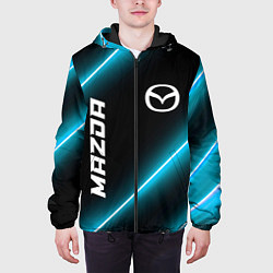 Куртка с капюшоном мужская Mazda неоновые лампы, цвет: 3D-черный — фото 2
