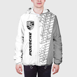 Куртка с капюшоном мужская Porsche speed на светлом фоне со следами шин: по-в, цвет: 3D-белый — фото 2