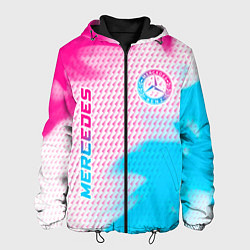 Куртка с капюшоном мужская Mercedes neon gradient style: надпись, символ, цвет: 3D-черный