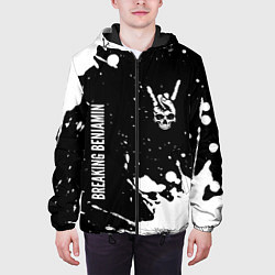 Куртка с капюшоном мужская Breaking Benjamin и рок символ на темном фоне, цвет: 3D-черный — фото 2