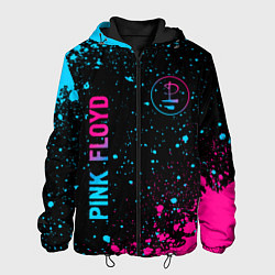 Куртка с капюшоном мужская Pink Floyd - neon gradient: надпись, символ, цвет: 3D-черный
