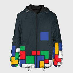 Куртка с капюшоном мужская Падающий блок тетрис, цвет: 3D-черный