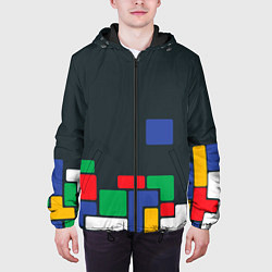 Куртка с капюшоном мужская Падающий блок тетрис, цвет: 3D-черный — фото 2
