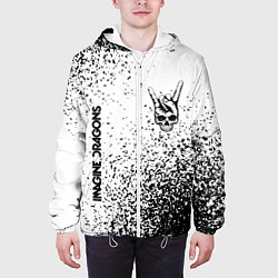 Куртка с капюшоном мужская Imagine Dragons и рок символ на светлом фоне, цвет: 3D-белый — фото 2