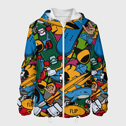 Куртка с капюшоном мужская Скейт-зомби микс, цвет: 3D-белый