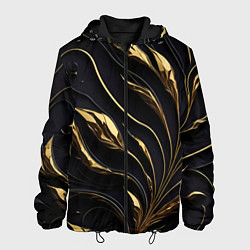 Куртка с капюшоном мужская Золотой орнамент на черном, цвет: 3D-черный