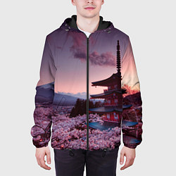 Куртка с капюшоном мужская Японский городок, цвет: 3D-черный — фото 2