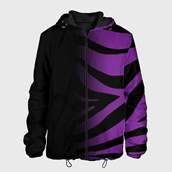 Куртка с капюшоном мужская Фиолетовый с черными полосками зебры, цвет: 3D-черный