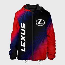Куртка с капюшоном мужская Lexus красный карбон, цвет: 3D-черный