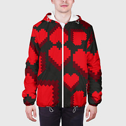 Куртка с капюшоном мужская Pixel hearts, цвет: 3D-белый — фото 2