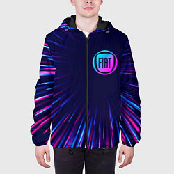 Куртка с капюшоном мужская Fiat neon speed lines, цвет: 3D-черный — фото 2