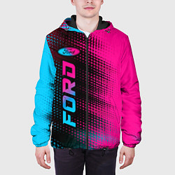 Куртка с капюшоном мужская Ford - neon gradient: по-вертикали, цвет: 3D-черный — фото 2