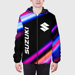 Куртка с капюшоном мужская Suzuki speed lights, цвет: 3D-черный — фото 2