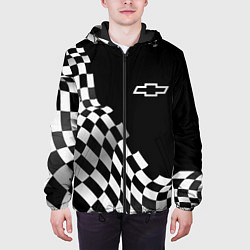 Куртка с капюшоном мужская Chevrolet racing flag, цвет: 3D-черный — фото 2