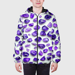 Куртка с капюшоном мужская Россыпь аметистов, цвет: 3D-черный — фото 2
