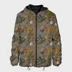Куртка с капюшоном мужская Малиновки и зверобой, цвет: 3D-черный
