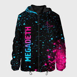 Куртка с капюшоном мужская Megadeth - neon gradient: надпись, символ, цвет: 3D-черный