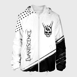 Куртка с капюшоном мужская Evanescence и рок символ на светлом фоне, цвет: 3D-белый