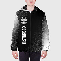 Куртка с капюшоном мужская Disturbed glitch на темном фоне: по-вертикали, цвет: 3D-черный — фото 2
