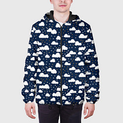 Куртка с капюшоном мужская Россыпь кучевых облачков, цвет: 3D-черный — фото 2